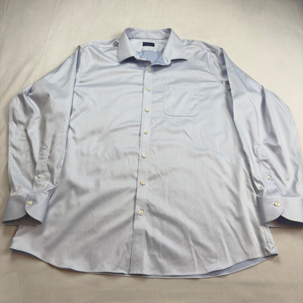 PROPER CLOTH Light Blue Non Iron Dress Shirt Mens Size R 19.5 37 Cotton Spandex